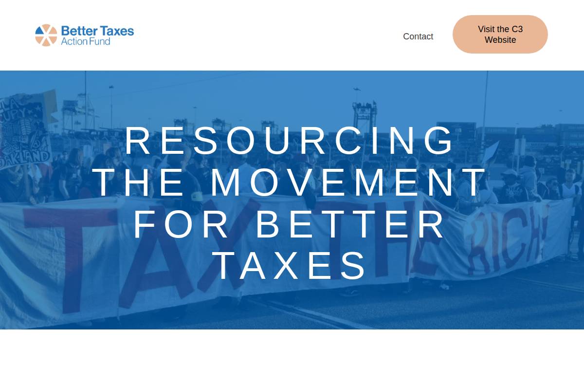 Better Taxes Action Fund website preview