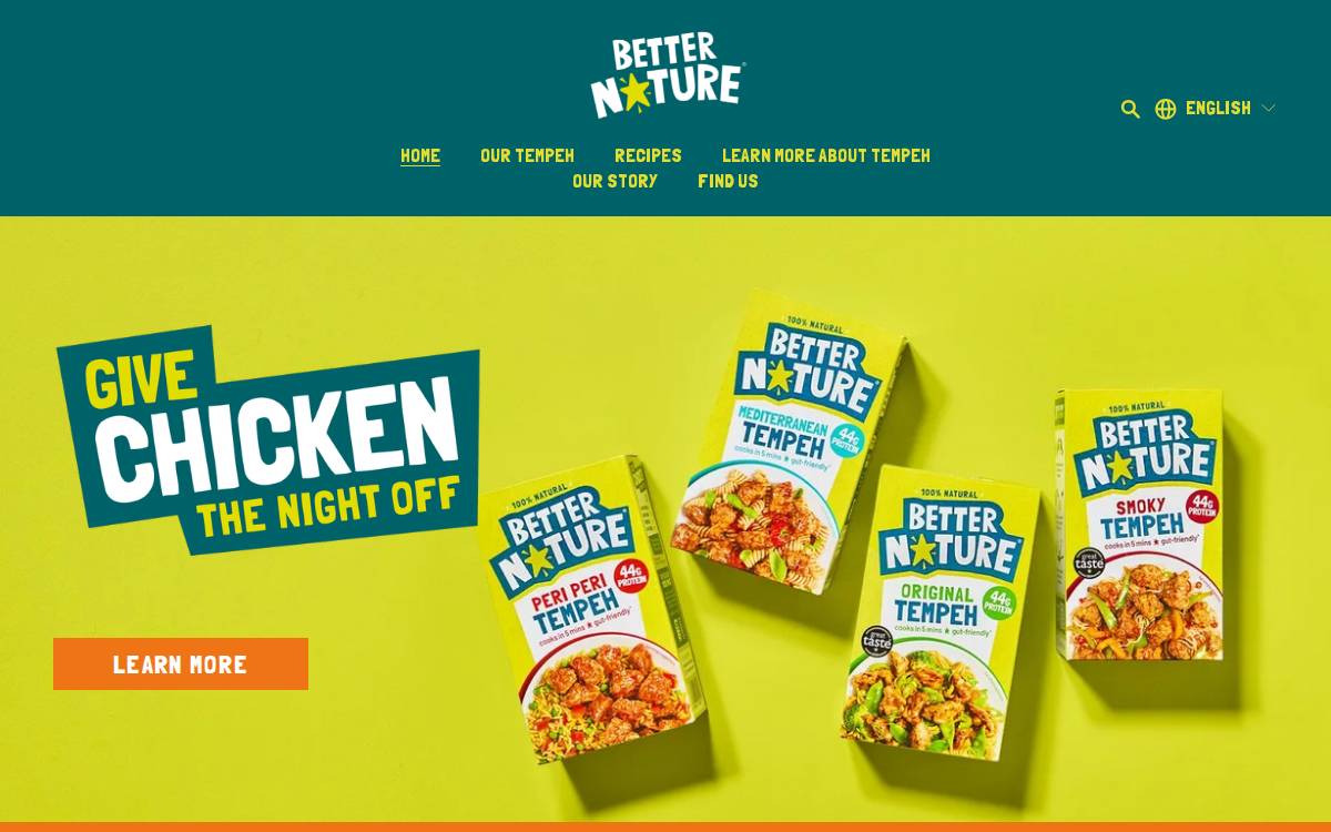 Betternaturetempeh website preview