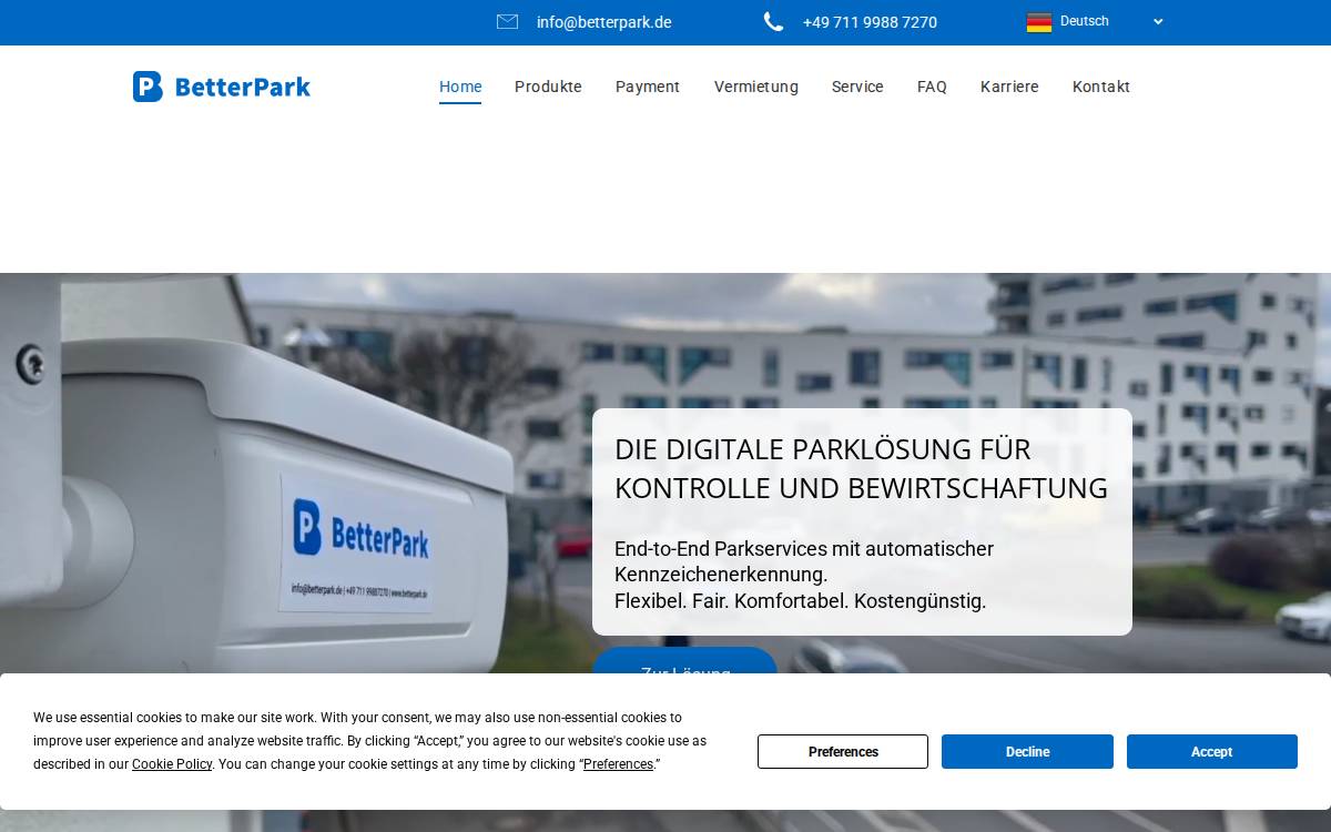 Betterpark website preview