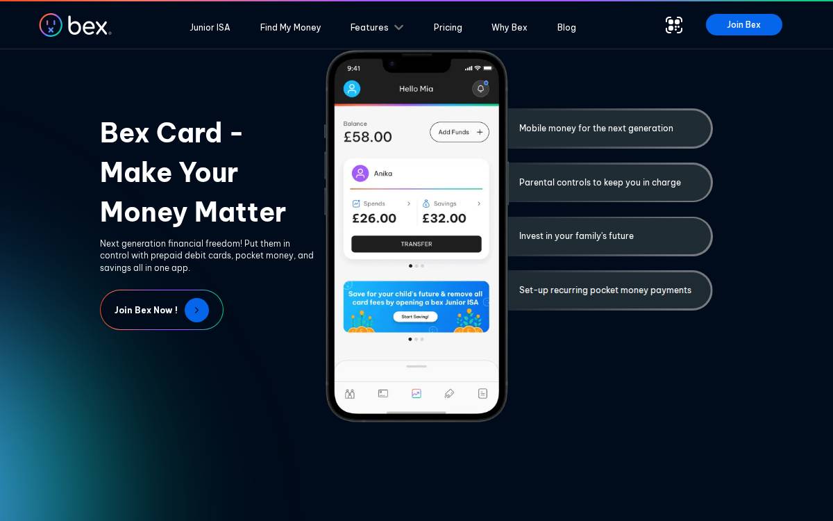 Bex Money website preview