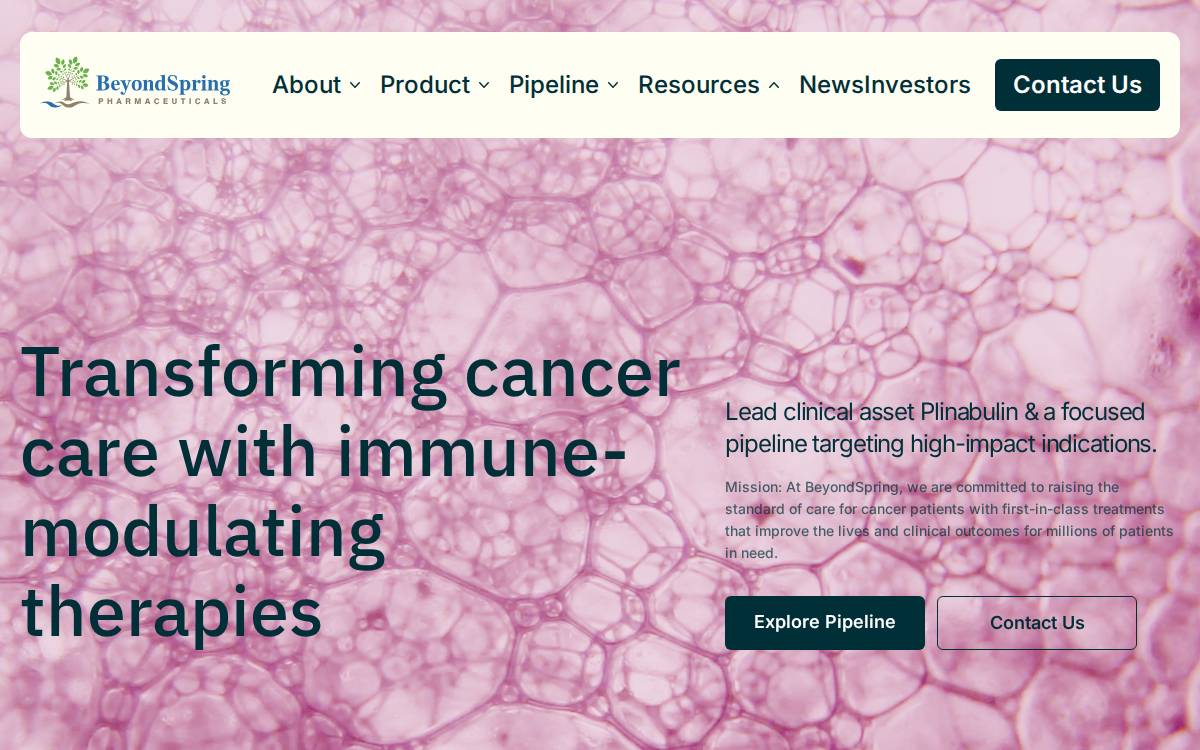 BeyondSpring Pharmaceuticals website preview
