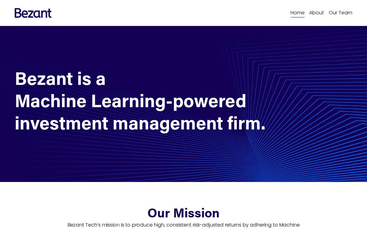 Bezant Tech CeFi website preview