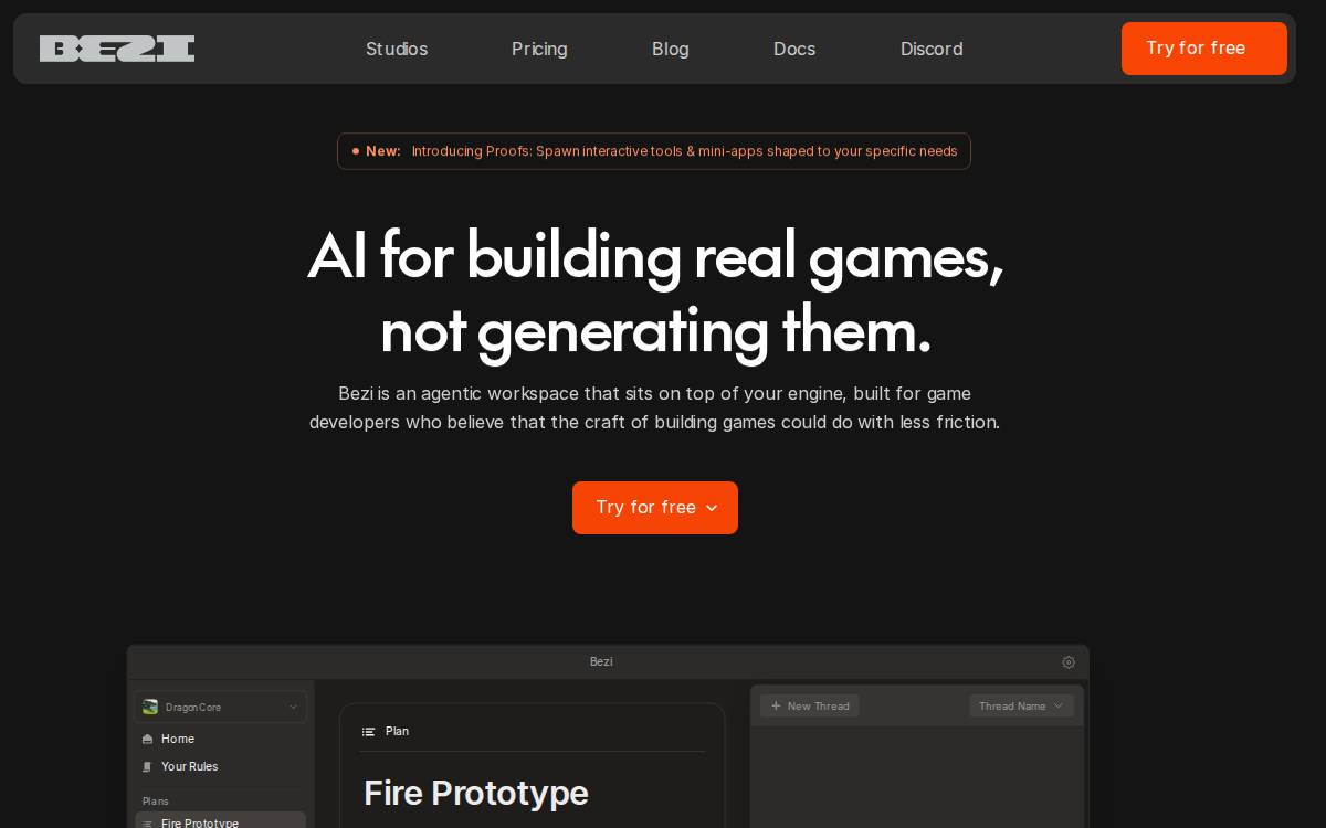 Bezi website preview
