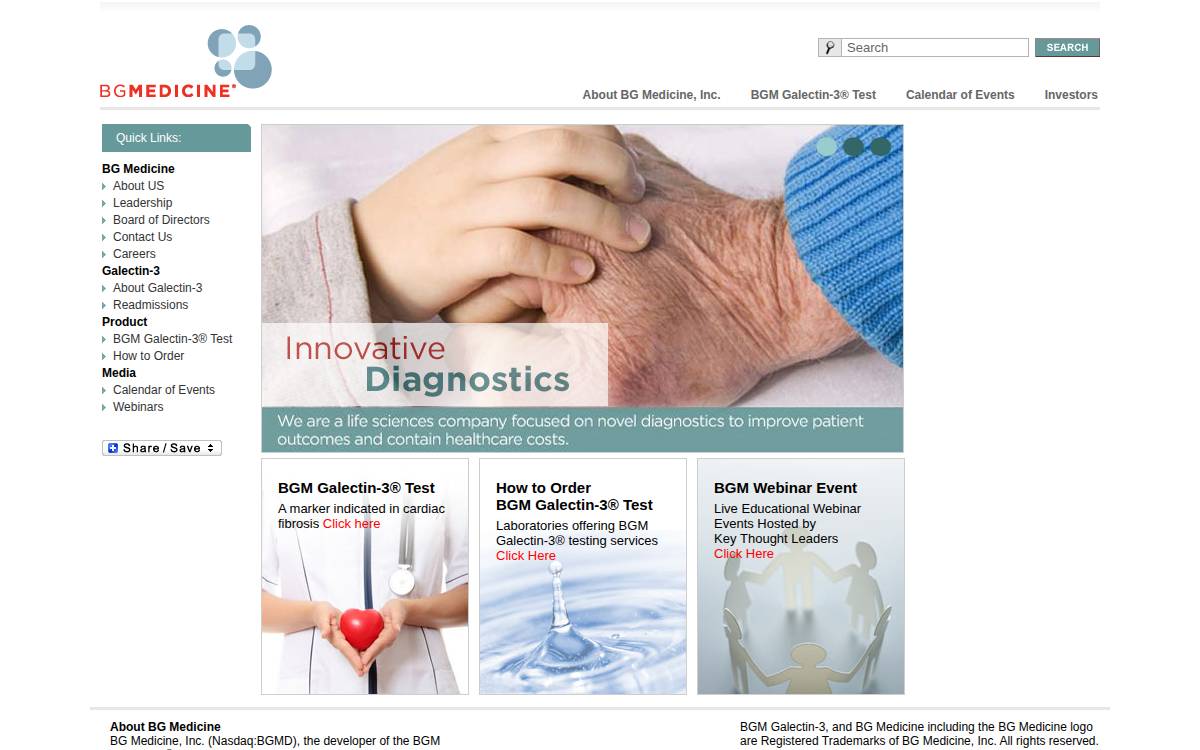 BG Medicine website preview