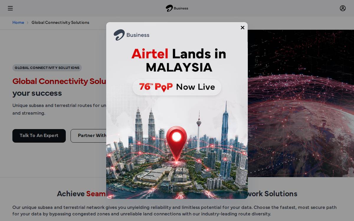 Bharti Airtel Limited website preview