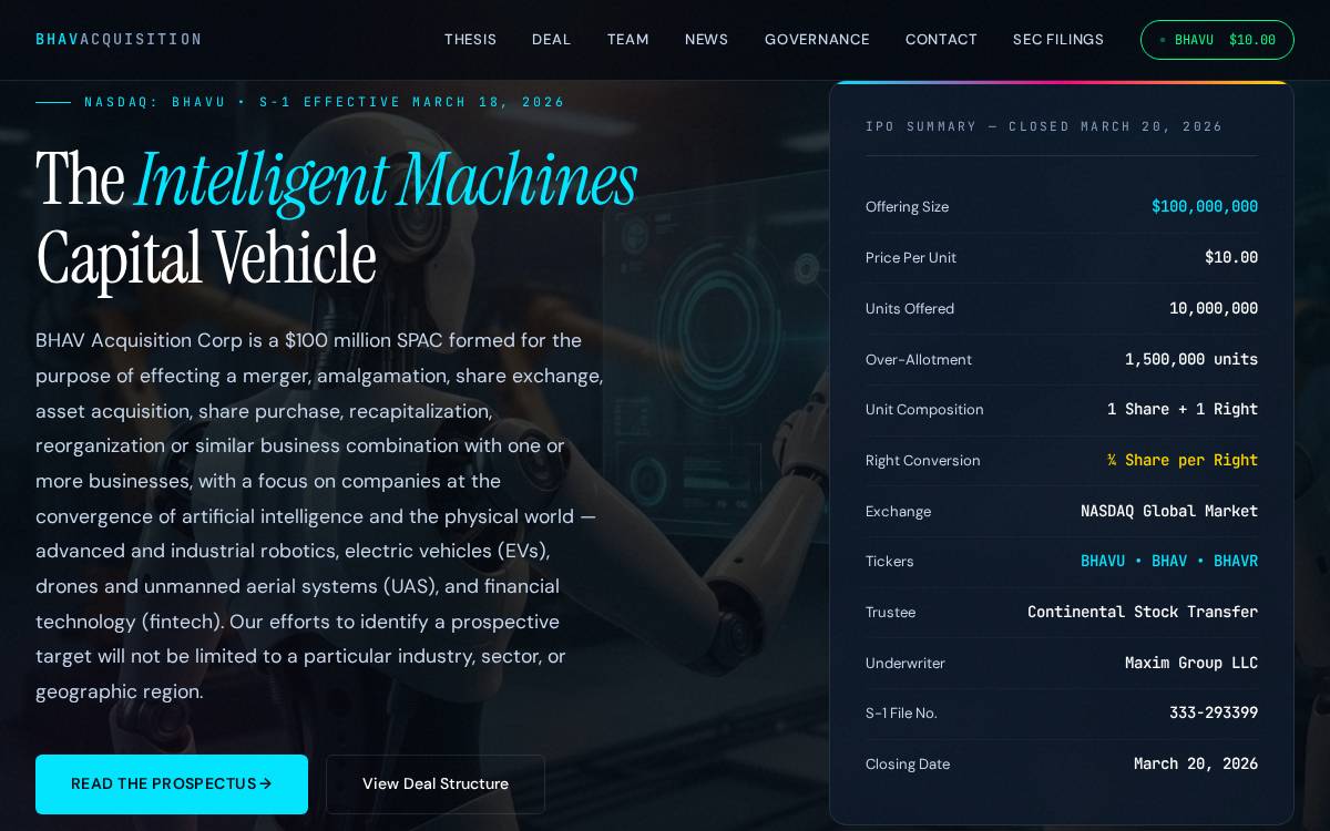 BHAV Acquisition website preview