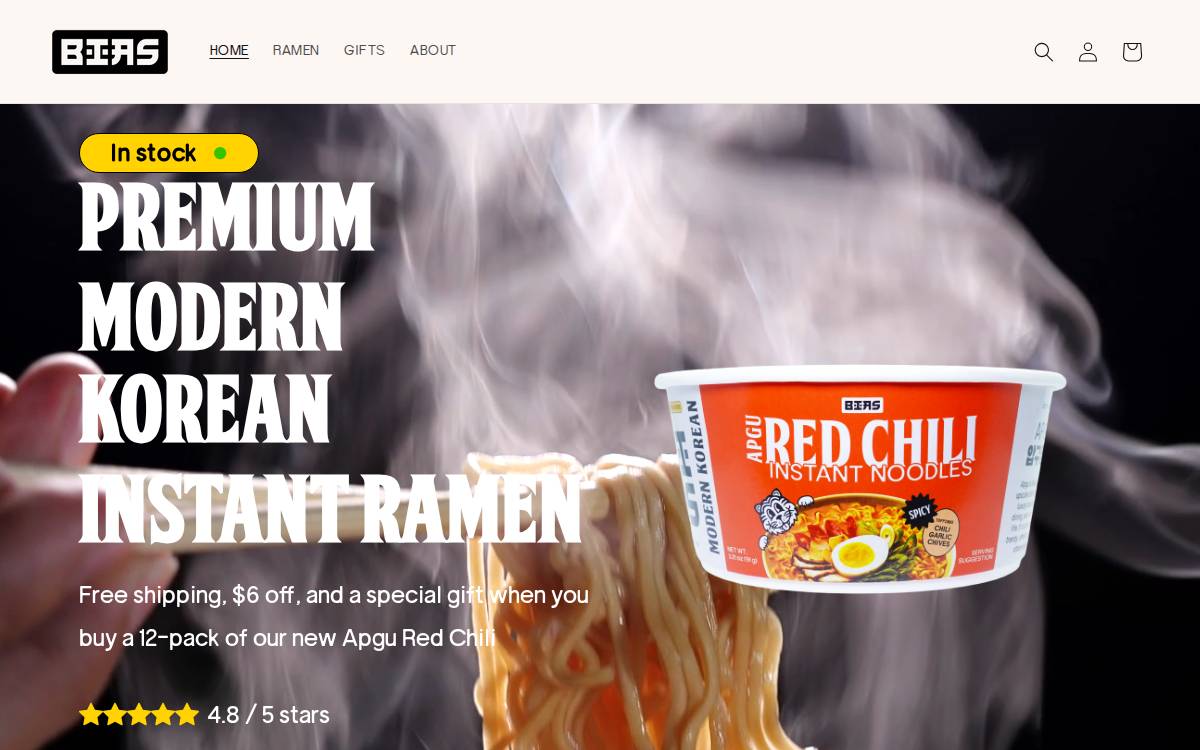 Bias Ramen website preview