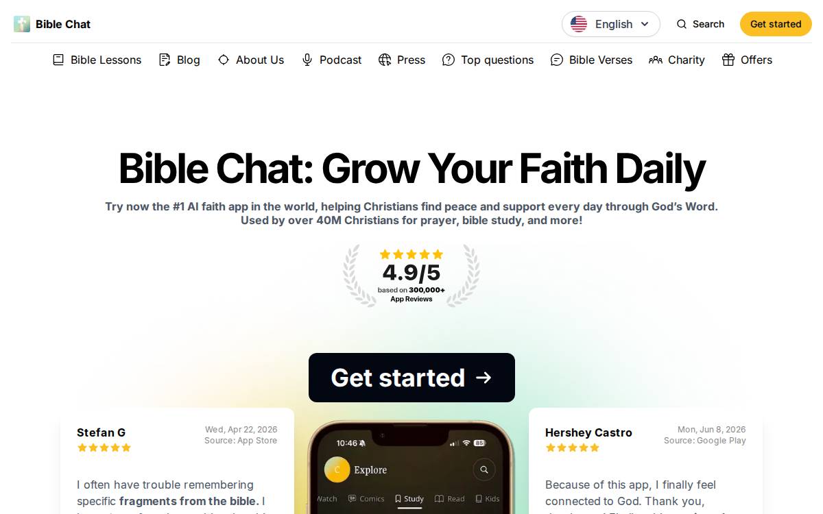 Bible Chat website preview