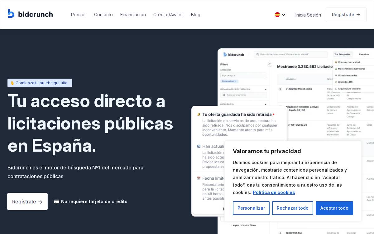Bidcrunch website preview