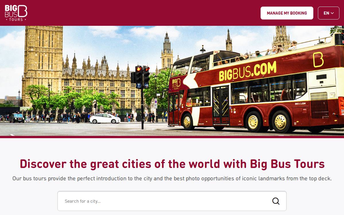 Big Bus Tours website preview