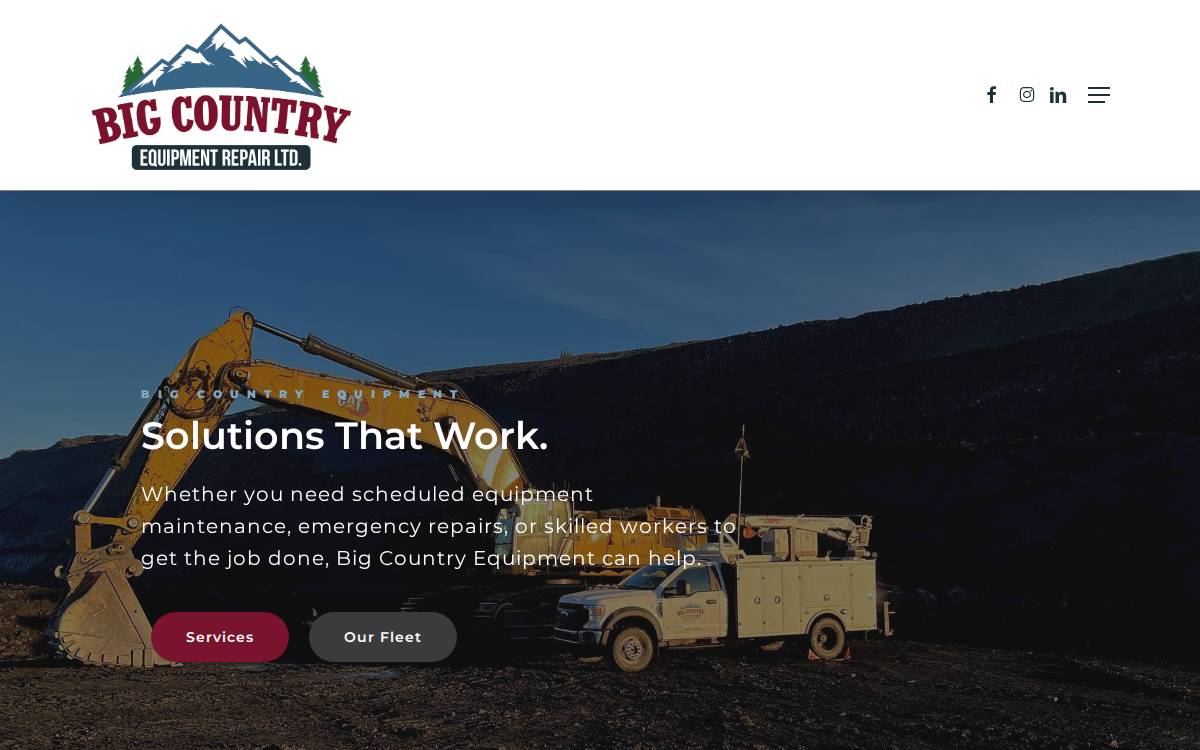 Big Country Equipment Repair website preview