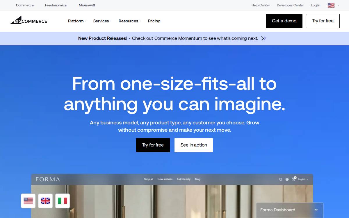 BigCommerce (NASDAQ:CMRC) website preview