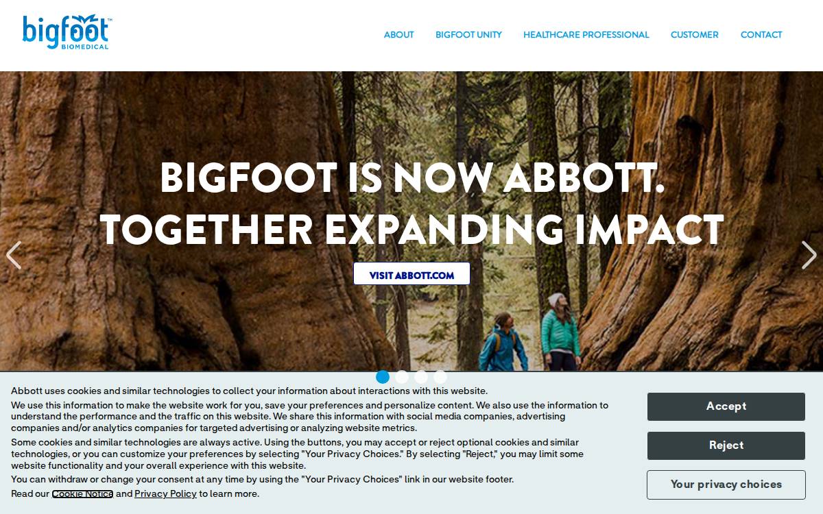 Bigfoot Biomedical website preview