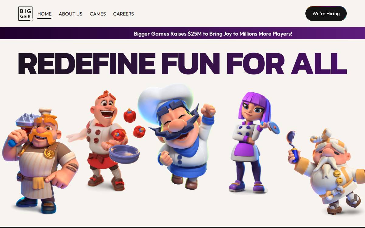 Bigger Games website preview