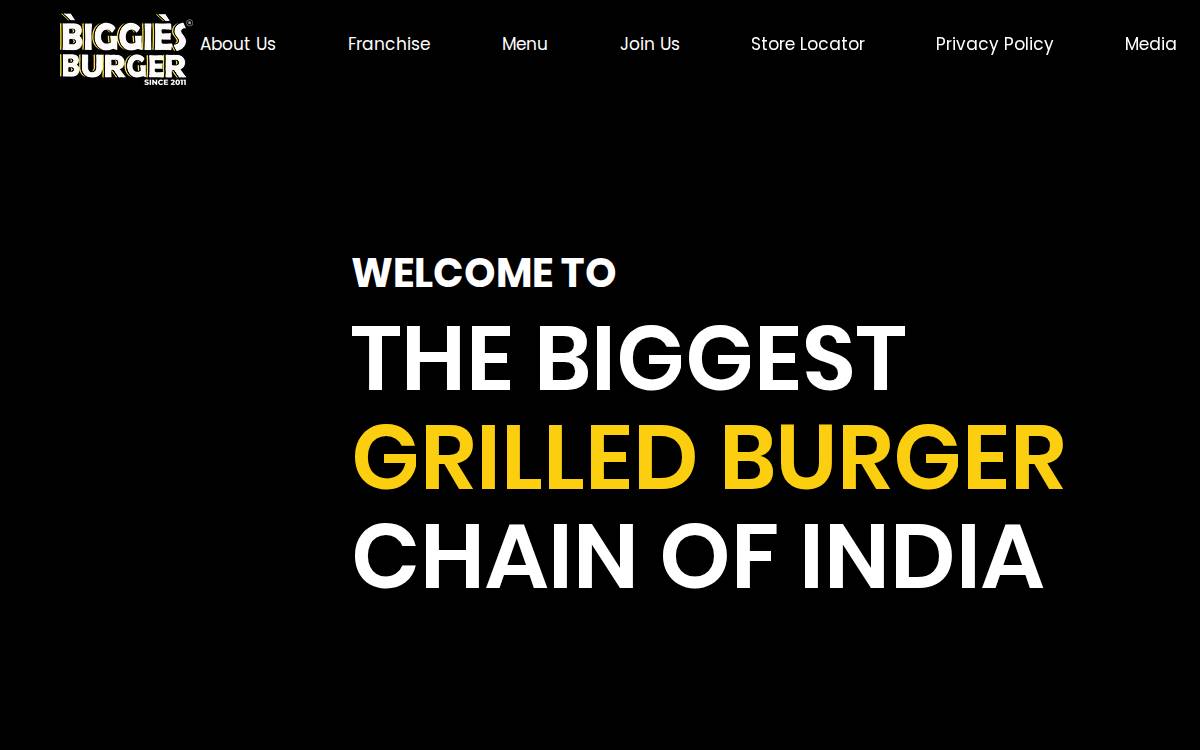 Biggies Burger website preview