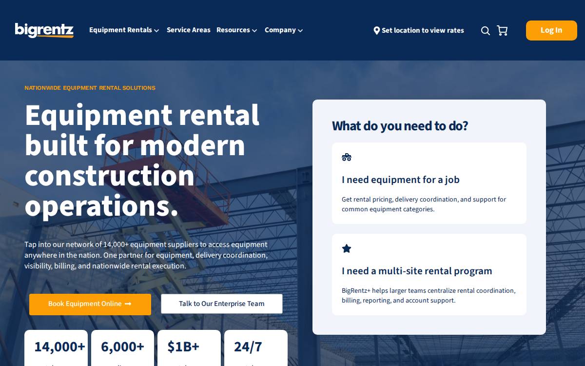 BigRentz website preview