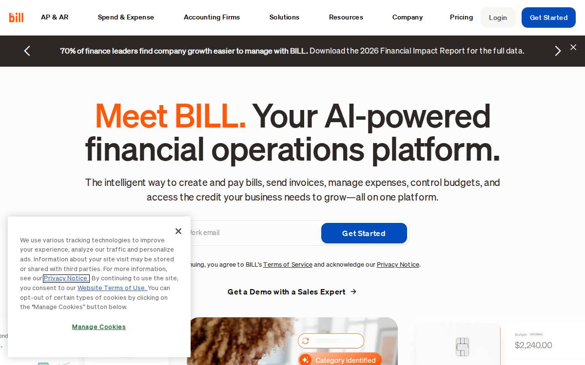Bill.com Holdings, Inc. website preview