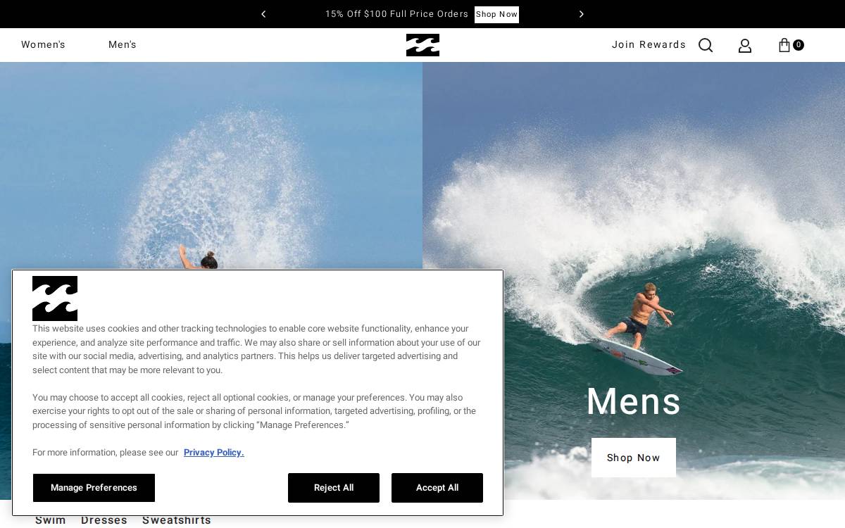 Billabong website preview