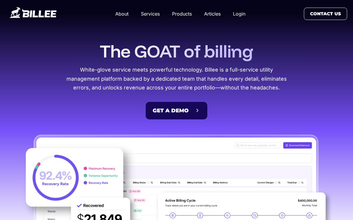 Billee website preview