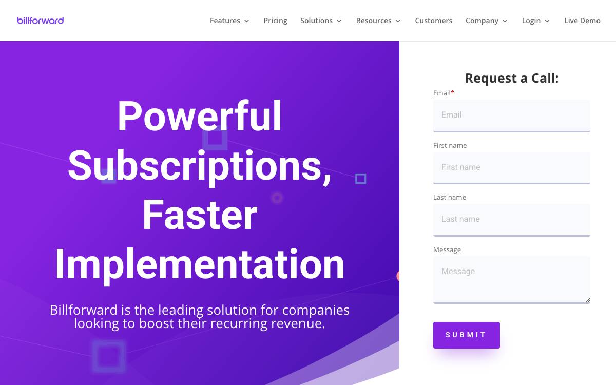 Billforward website preview
