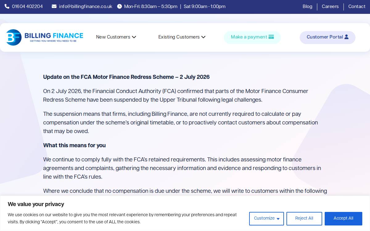 Billing Finance website preview