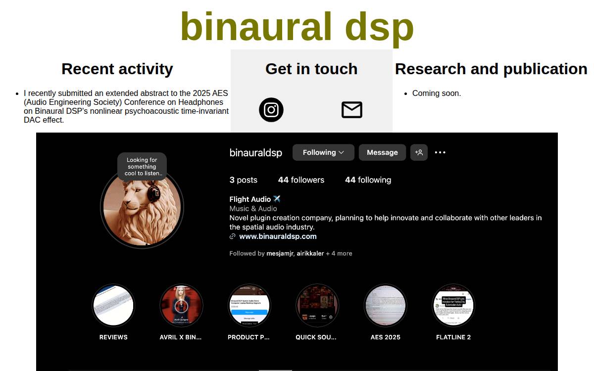 Binaural DSP Website website preview