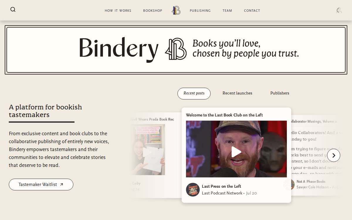 Binderybooks website preview
