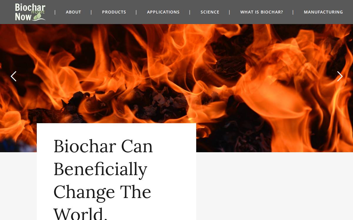Biochar Now website preview