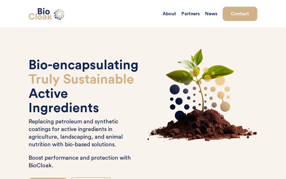 Biocloak website preview