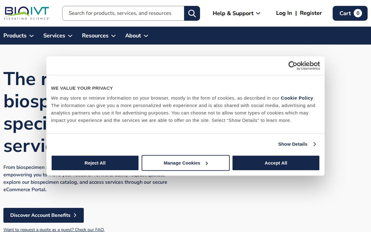 BioIVT website preview