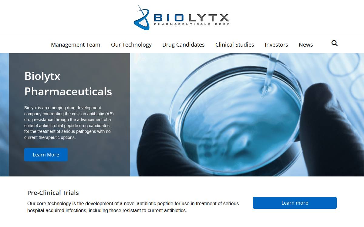Biolytx website preview