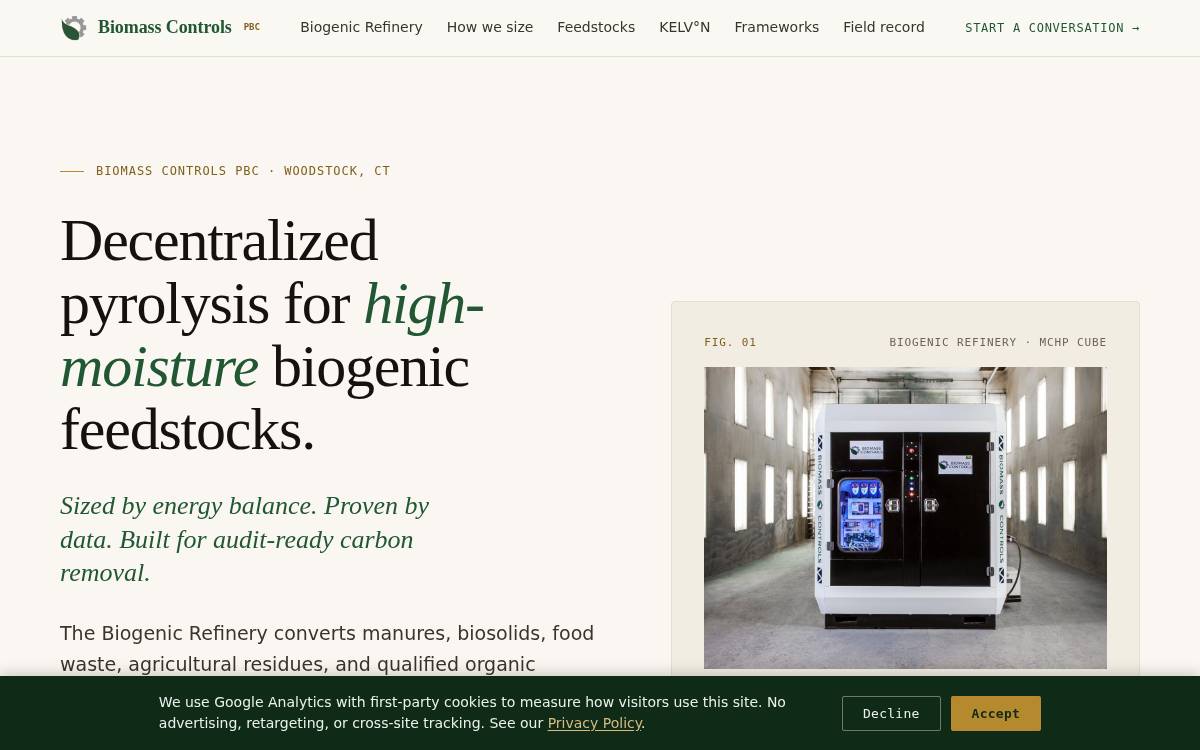 Biomass Controls PBC website preview