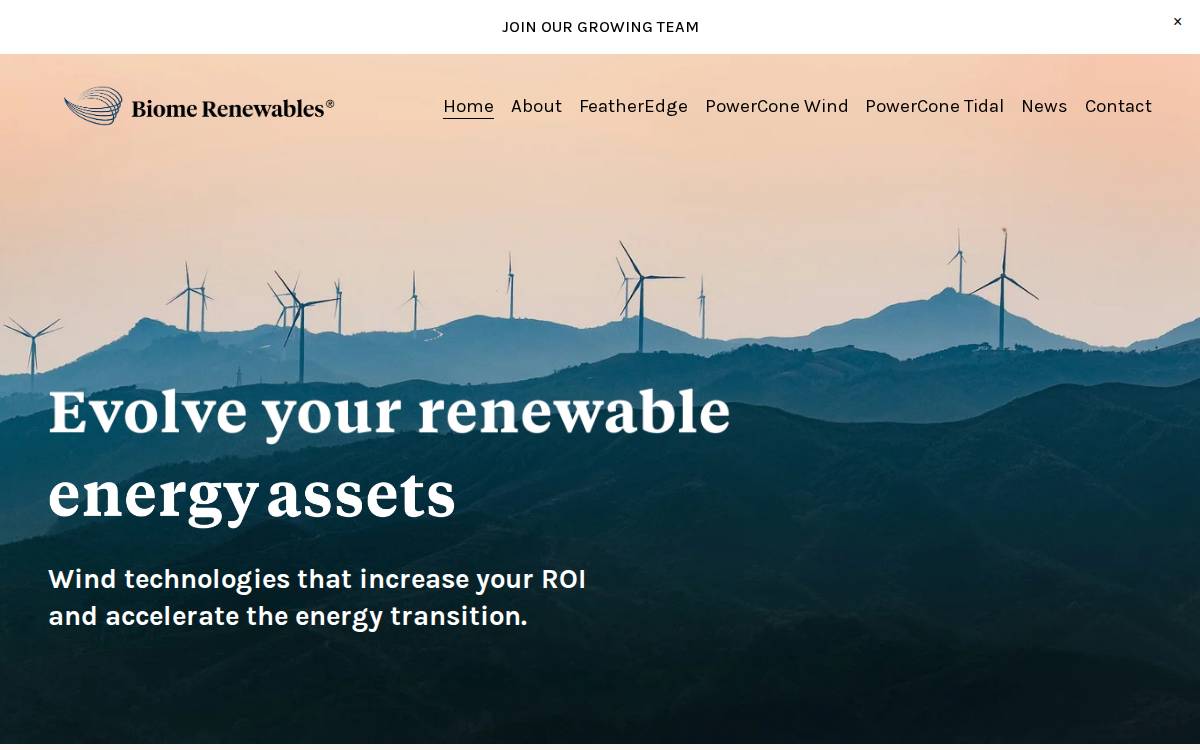 Biome Renewables website preview