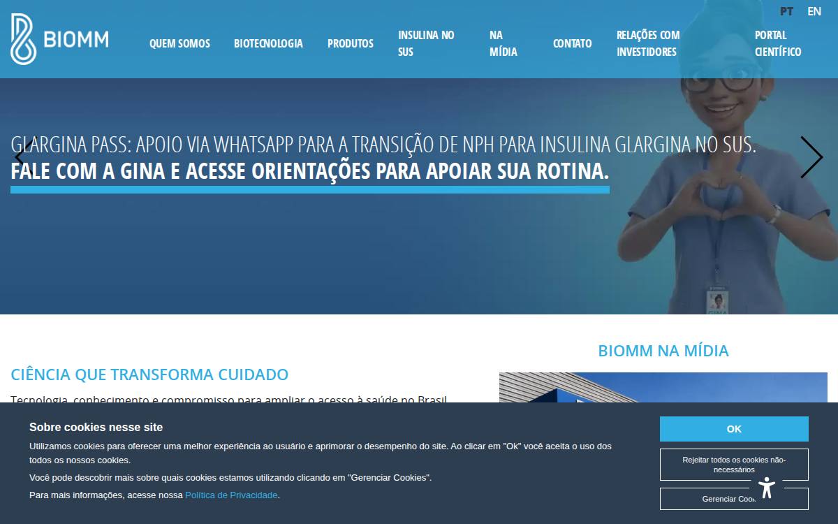 Biomm website preview