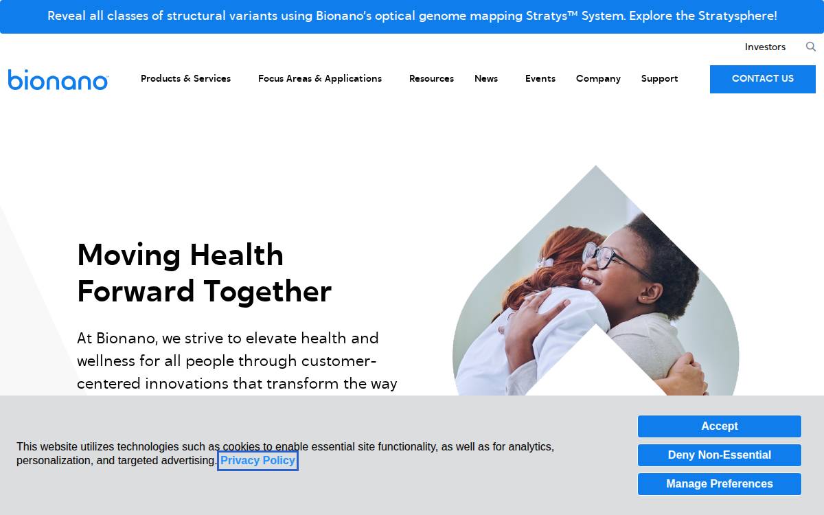 Bionano Genomics website preview
