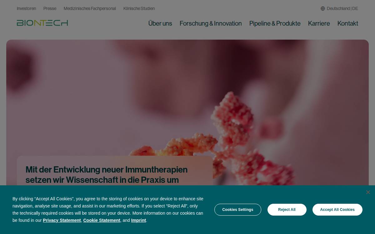 BioNTech website preview