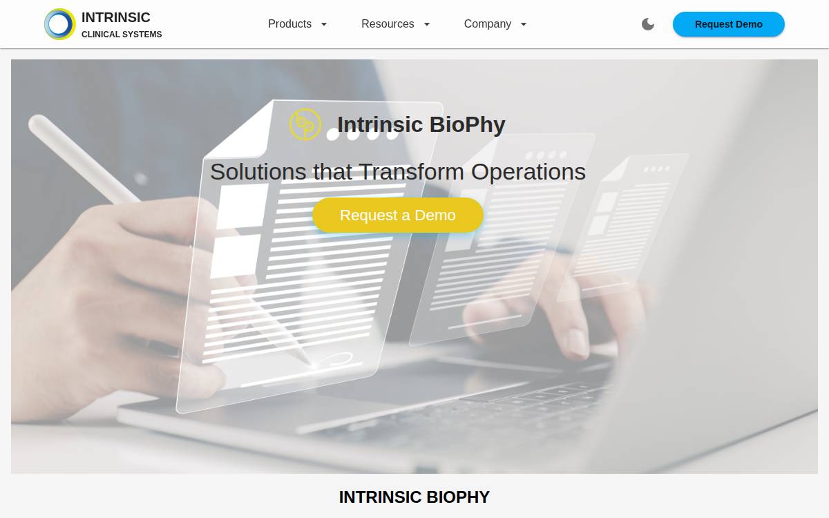 Biophy website preview