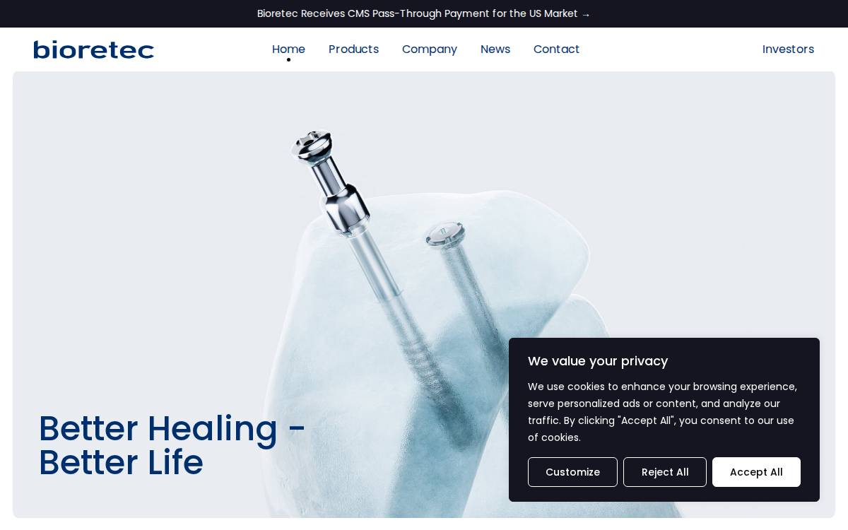 Bioretec website preview