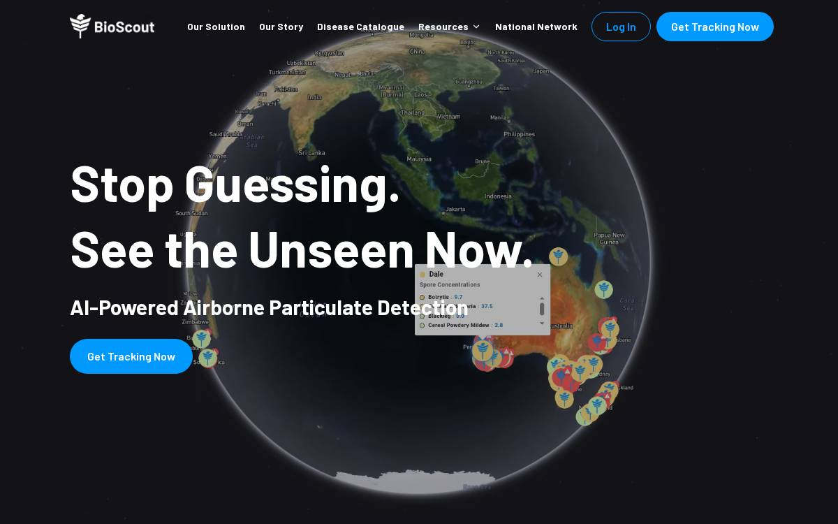 BioScout Automated Agricultural Disease Detection website preview