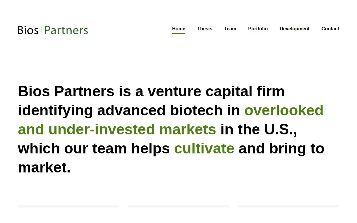 Biospartners website preview