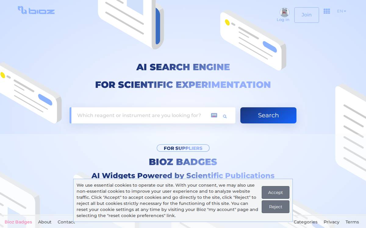Bioz website preview