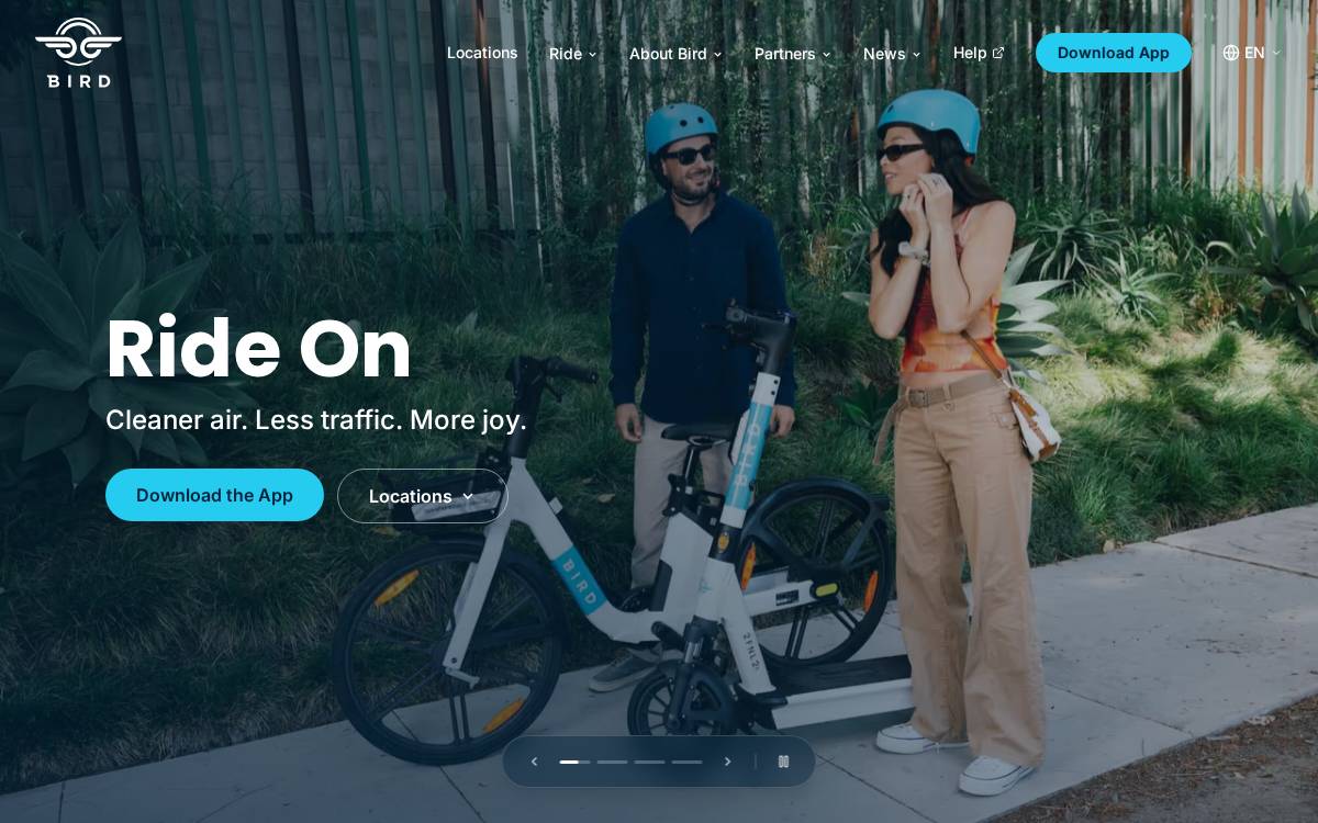 Bird Scooters website preview