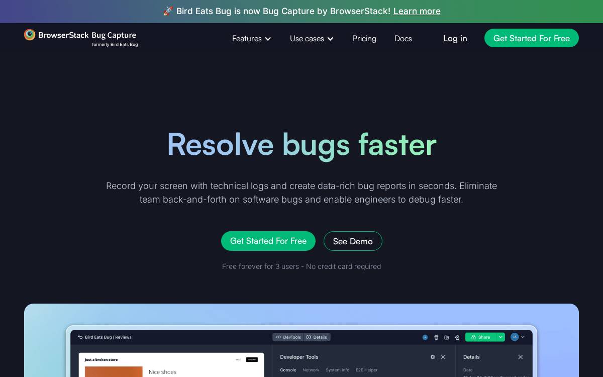 Birdeatsbug website preview