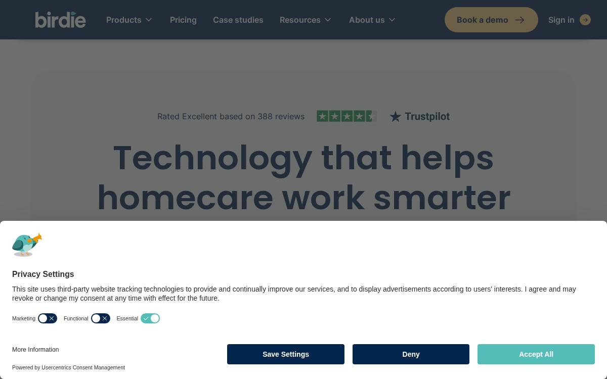 Birdie website preview