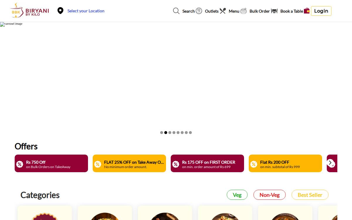 Biryani By Kilo website preview