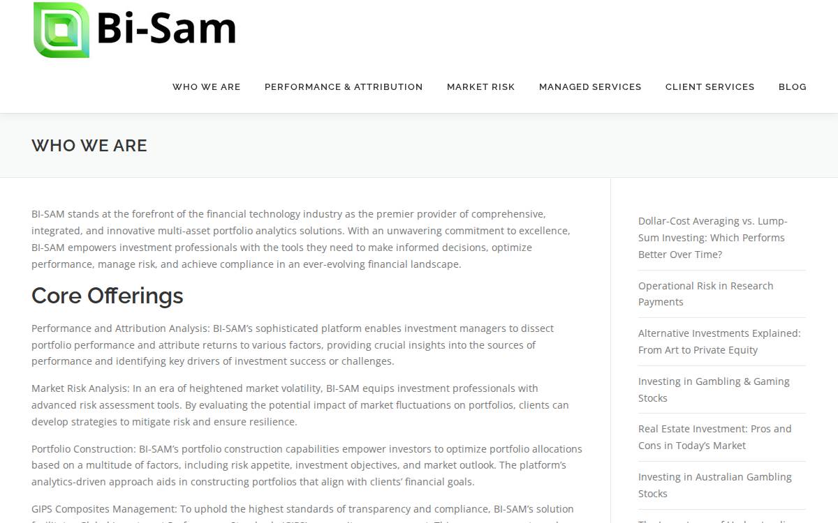 BISAM website preview