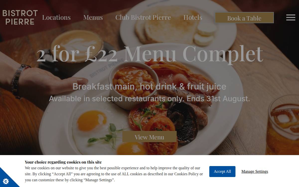 Bistrot Pierre website preview