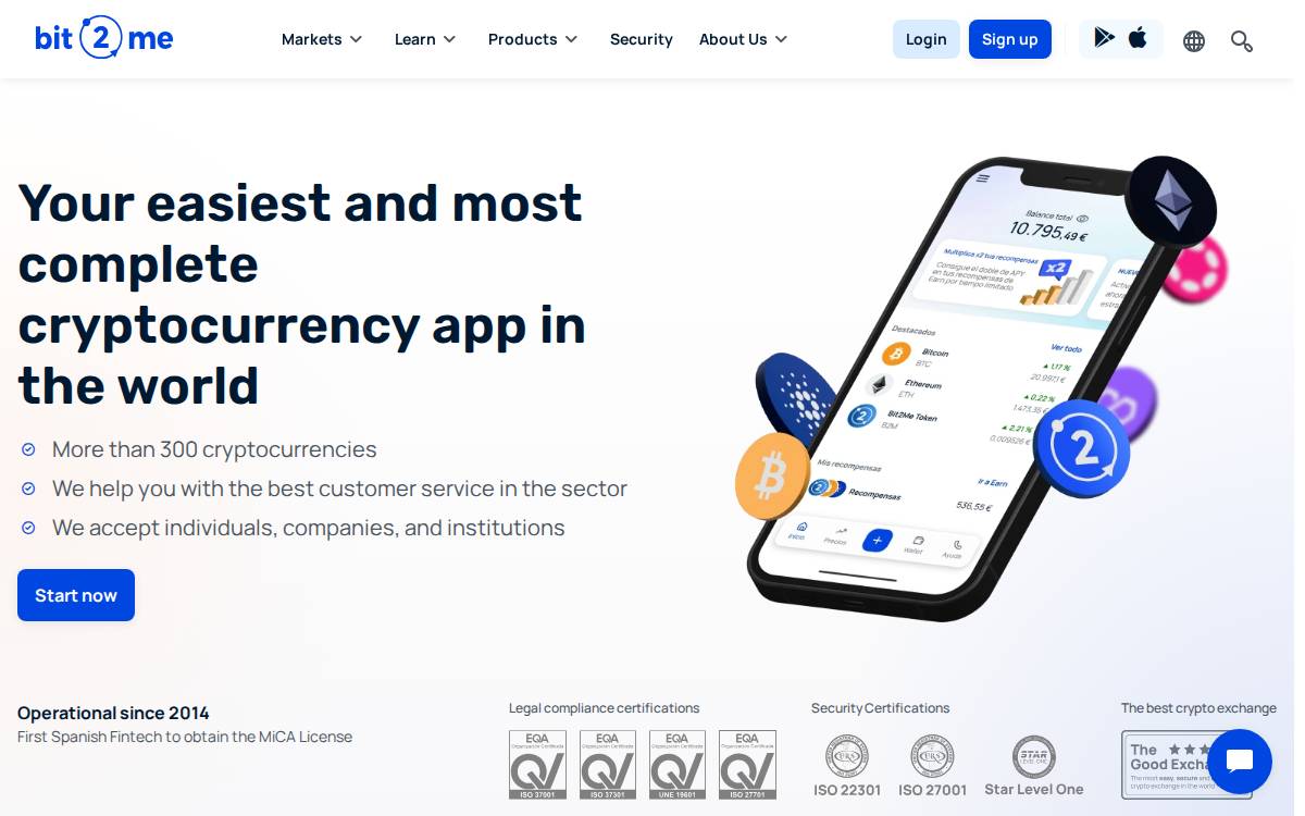 Bit2Me website preview