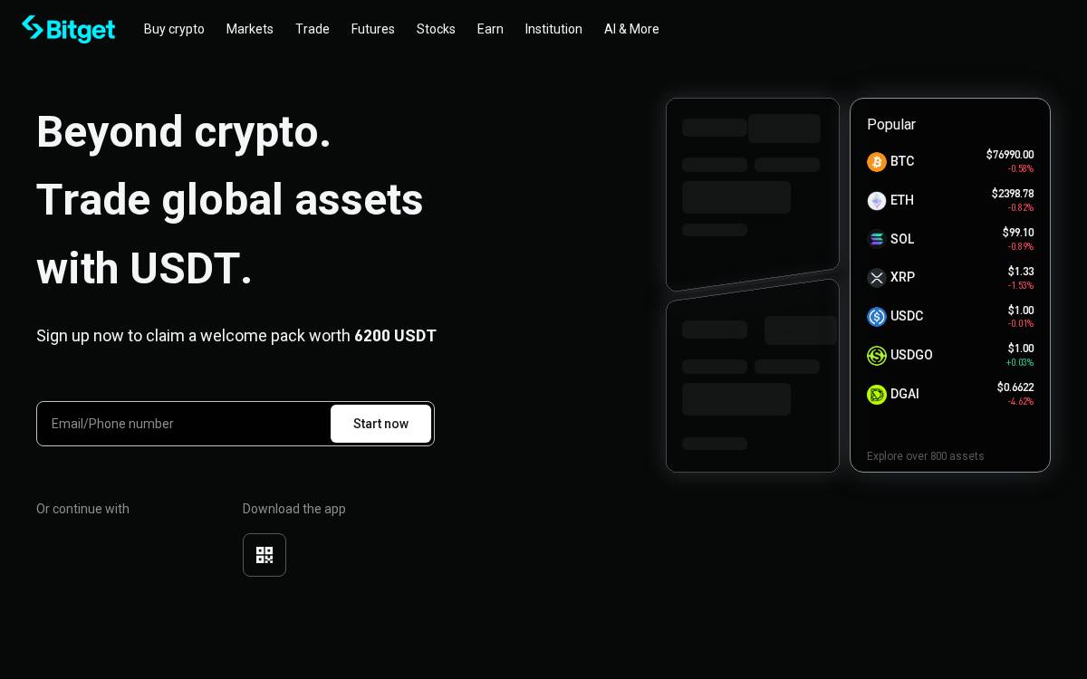 Bitget website preview