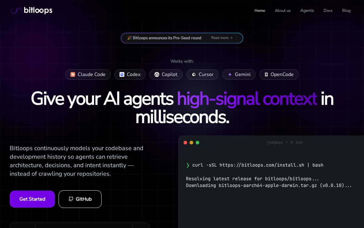 Bitloops Eleven Ventures investor website preview